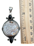 Crazy Lace Agate & Black Onyx Solid 925 Sterling Silver Pendant