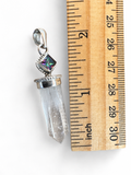 Lemurian Quartz & Rainbow Fire Topaz Solid 925 Sterling Silver Pendant