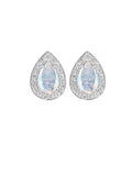 Faceted Rainbow Moonstone Solid 925 Sterling Silver Stud Earrings