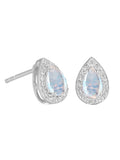 Faceted Rainbow Moonstone Solid 925 Sterling Silver Stud Earrings