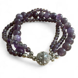Amethyst Magnetic beaded Bracelet 7.5 inch
