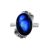 Blue Labradorite Solid 925 Sterling Silver Ring 8.5
