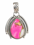 Kingman Cotton Candy Turquoise Solid 925 Sterling Silver Pendant