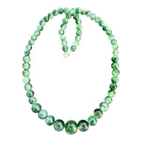 Moss Agate Graduated Beaded Necklace – 18” Natural  Gemstone Jewelry, Handcrafted