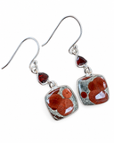 Peanut Jasper & Garnet Solid 925 Sterling Silver Earrings