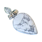 Howlite & Rainbow Moonstone Solid 925 Sterling Silver Pendant