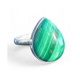 Malachite Solid 925 Sterling Silver Ring – Pear Shape 7.5