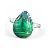 Malachite Solid 925 Sterling Silver Ring – Pear Shape 8.5