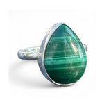 Malachite Solid 925 Sterling Silver Ring – Pear Shape 6.5