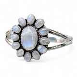 Gorgeous Rainbow Moonstone Solid 925 Sterling Silver Cuff Bracelet