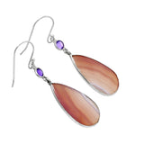 Lake Superior Agate & Amethyst Solid 925 Sterling Silver Earrings