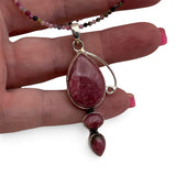 Rhodonite Solid 925 Sterling Silver Pendant Necklace