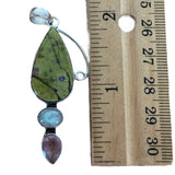 Atlantasite, Moonstone & Amethyst Solid 925 Sterling Silver Pendant