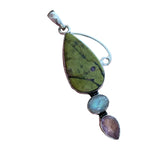 Atlantasite, Moonstone & Amethyst Solid 925 Sterling Silver Pendant