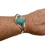 Amazonite Solid 925 Sterling Silver Cuff Bracelet