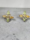 Citrine & Peridot Solid 925 Sterling Silver stud Earrings