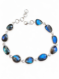 Labradorite faceted Solid 925 Sterling Silver Bracelet