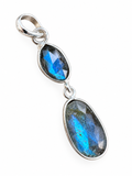 Double Labradorite faceted Solid 925 Sterling Silver Pendant