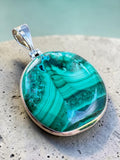 Malachite Solid 925 Sterling Silver Pendant