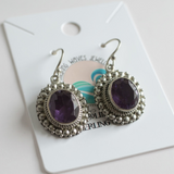 Amethyst Solid 925 Sterling Silver Earrings