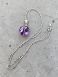 Amethyst Solid 925 Sterling Silver Pendant with chain