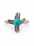 Kingman Turquoise Cactus Solid 925 Sterling Silver Ring 8