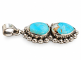 Kingman Blue Ice Dahlia Turquoise Solid 925 Sterling Silver Pendant