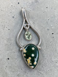Ocean Jasper & Prasiolite Solid 925 Sterling Silver Pendant