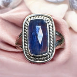Faceted Blue Kyanite Solid 925 Sterling Silver Ring