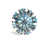FLOWER Blue Topaz Solid 925 Sterling Silver Ring 9