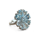 FLOWER Blue Topaz Solid 925 Sterling Silver Ring 9