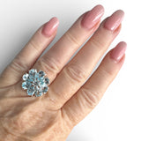 FLOWER Blue Topaz Solid 925 Sterling Silver Ring 9