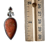 Sponge Coral & Garnet Solid 925 Sterling Silver Pendant