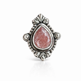 Faceted Sunstone Solid 925 Sterling Silver Ring 6