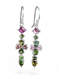 Pink & Green Tourmaline Solid 925 Sterling Silver Earrings