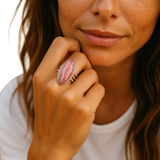 Rhodochrosite Solid 925 Sterling Silver Ring 8