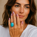 White Water Turquoise Solid 925 Sterling Silver Ring