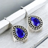 Blue Sapphire Solid 925 Sterling Silver Earrings