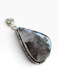 Black Rutilated Quartz Silver Overlay Pendant