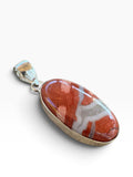 Red Rainbow Jasper Silver Overlay Pendant