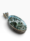 Tree Agate Silver Overlay Pendant