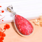 Pink Thulite Pear Ethnic Handmade Jewelry 925 Sterling Silver Pendant 1.7