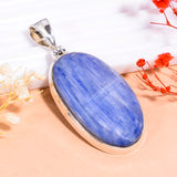 Blue Kyanite Oval Ethnic Handmade Jewelry 925 Sterling Silver Pendant 2.1