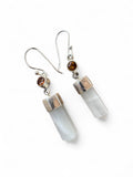Sri Lankin Moonstone point & Citrine Solid 925 Sterling Silver Earrings