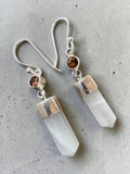 Sri Lankin Moonstone point & Citrine Solid 925 Sterling Silver Earrings