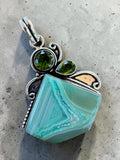 Aqua Botswana Agate Silver Overlay Pendant