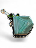 Aqua Botswana Agate Silver Overlay Pendant