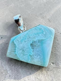 Light Blue Botswana Agate Silver Overlay Pendant