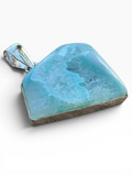 Light Blue Botswana Agate Silver Overlay Pendant