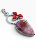 Mookaite Jasper & Red Coral Silver Overlay Pendant